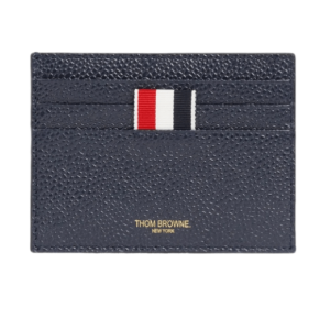 Thom Browne Pebble Calfskin 4-Bar Applique Note Card Holder Navy Blue
