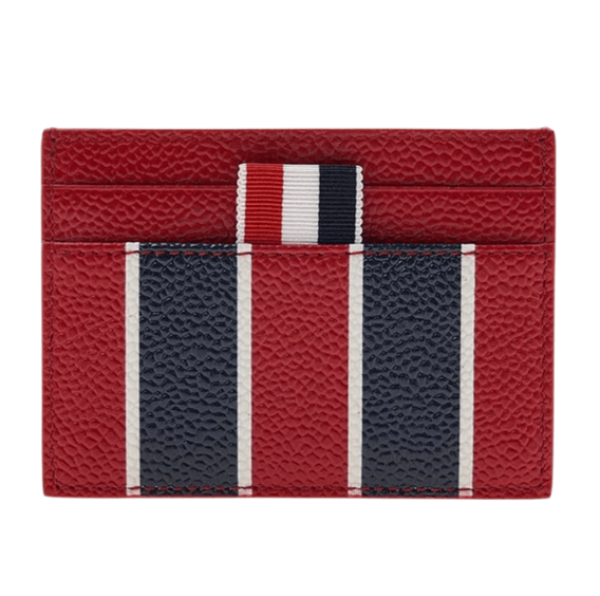 Thom Browne Rep Stripe Single Card Holder Red