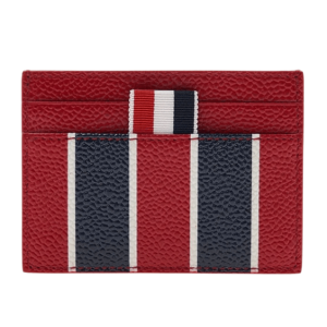 Thom Browne Rep Stripe Single Card Holder Red