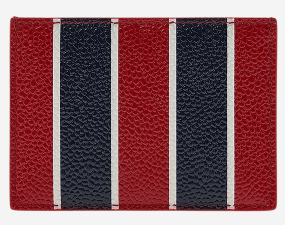 Thom Browne Rep Stripe Single Card Holder Red