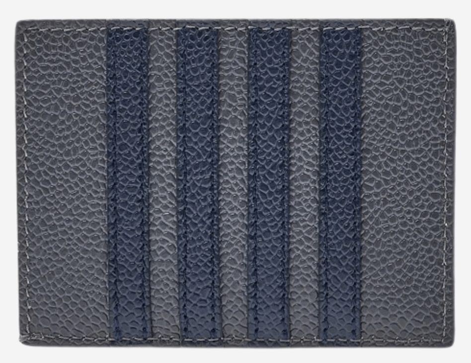 Thom Browne Pebble Calfskin 4-Bar Applique Note Card Holder Dark Grey (Navy Ver.)