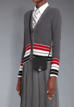Thom Browne Pebbled Calfskin Crossbody Card Holder Black