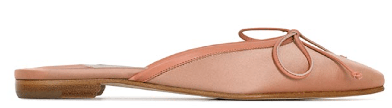 Manolo Blahnik｜25SS Natural Ballet Moo 10 Satin Flat Mule 