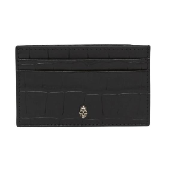 Alexander McQueen Embossed Croc Card Holder Black