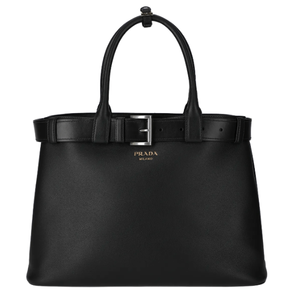 Belted Small Buckle Bag - Black