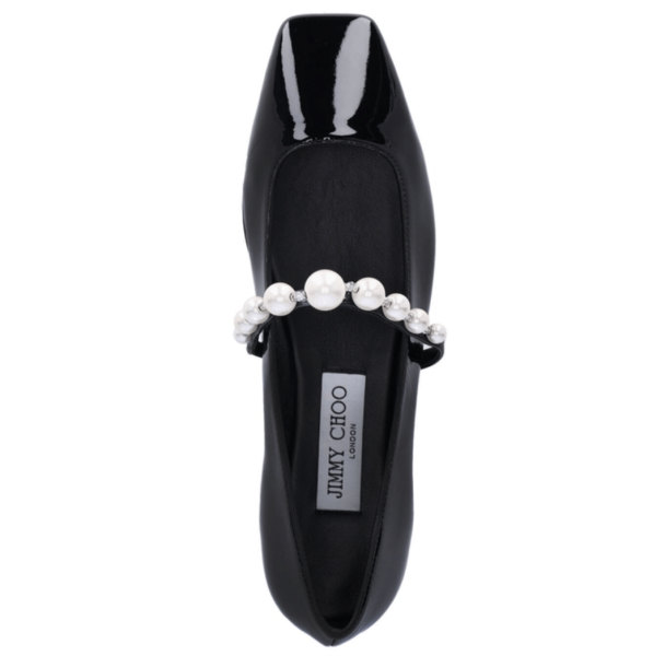 JIMMY CHOO Ade Pearl Strap Leather Flats