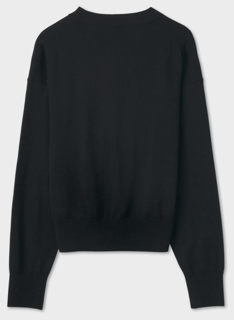 Bokeh Flower Wool Cardigan - Black