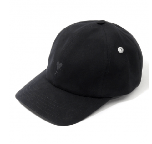 Black Cotton Ami De Coeur Embroidery Cap