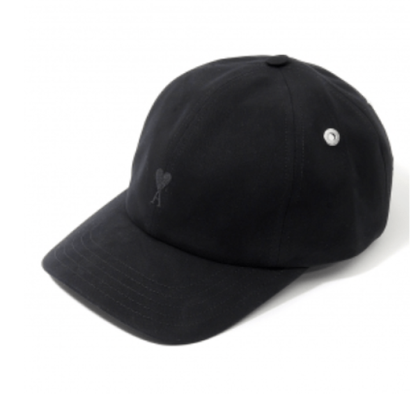 Black Cotton Ami De Coeur Embroidery Cap