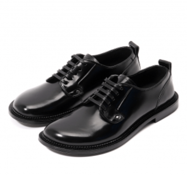 Black Leather Anatomical Toe Derbies