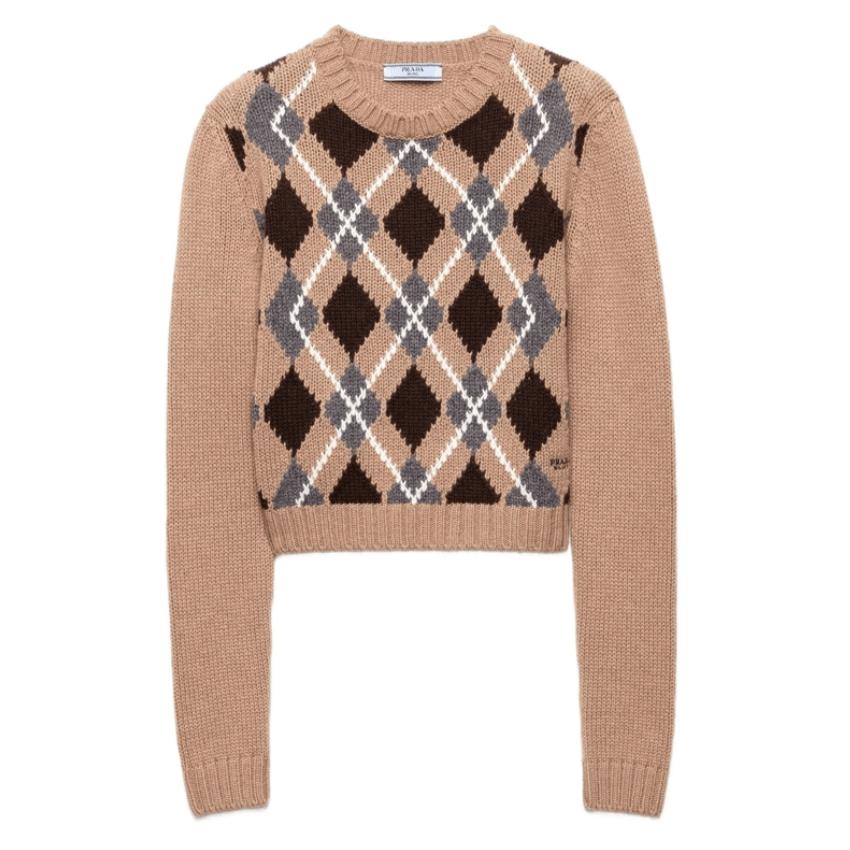 Prada Argyle Check Beige Knit