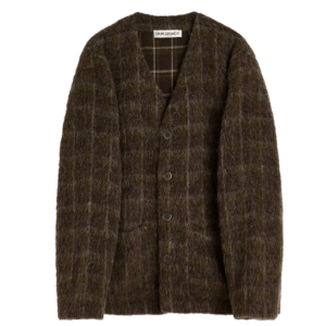 OUR LEGACY Dorf Check Hairy Wool Cardigan