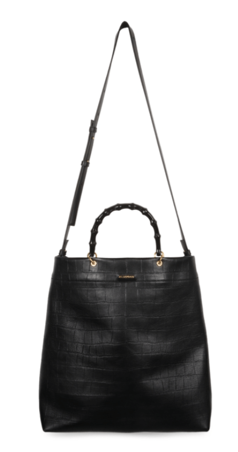 JIL SANDER Croc-effect Bamboo Handle Tote Bag