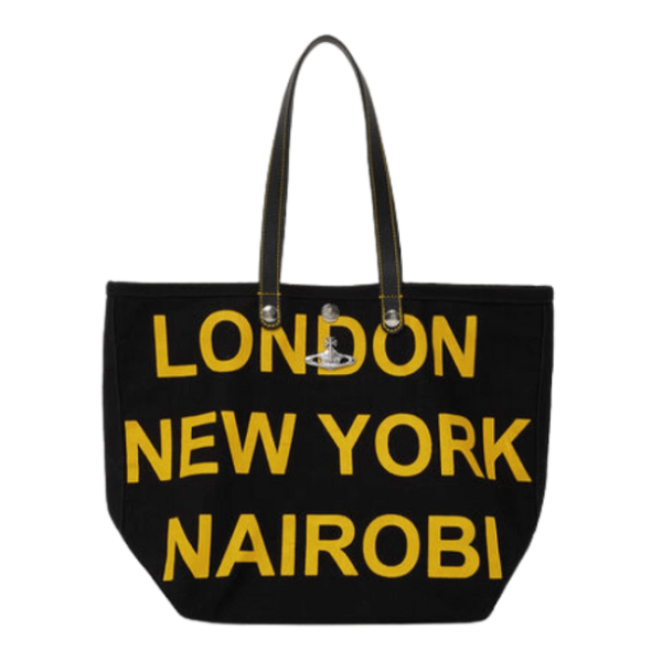 Vivienne Westwood Utility Small Shopper Black Yellow Print