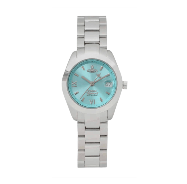 Vivienne Westwood Turquoise Silver Pinch Quartz Metal Wristwatch FENCHURCH