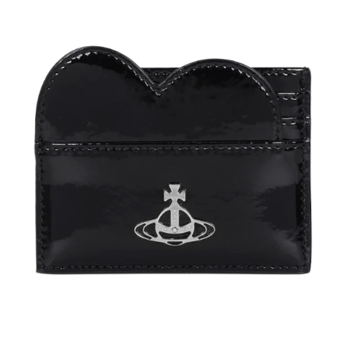Vivienne Westwood Shiny Patent Heart Card Holder Black
