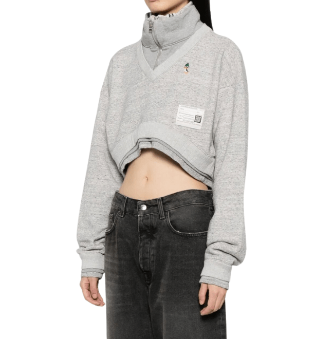 Maison MIHARA YASUHIRO DUCK Logo Embroidered Cropped Sweatshirt
