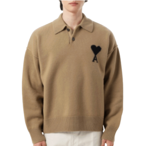Wool Ami de Cœur Polo Knit Sweater 