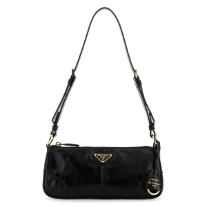 Prada Re-Edition 2002 Medium Leather Shoulder Bag Black