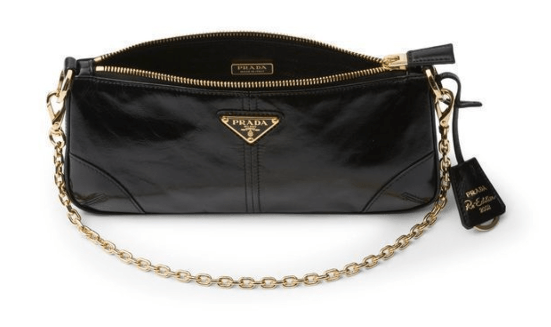 Prada Re-Edition 2002 Medium Leather Shoulder Bag Black