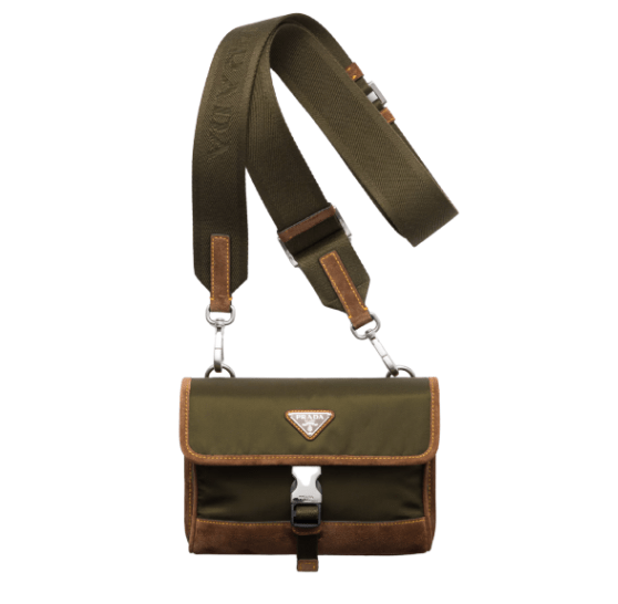 Prada Re-Nylon and Suede Smartphone Case Musk Green Cocoa