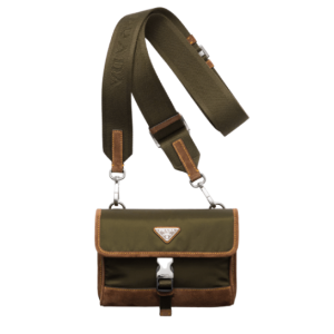 Prada Re-Nylon and Suede Smartphone Case Musk Green Cocoa