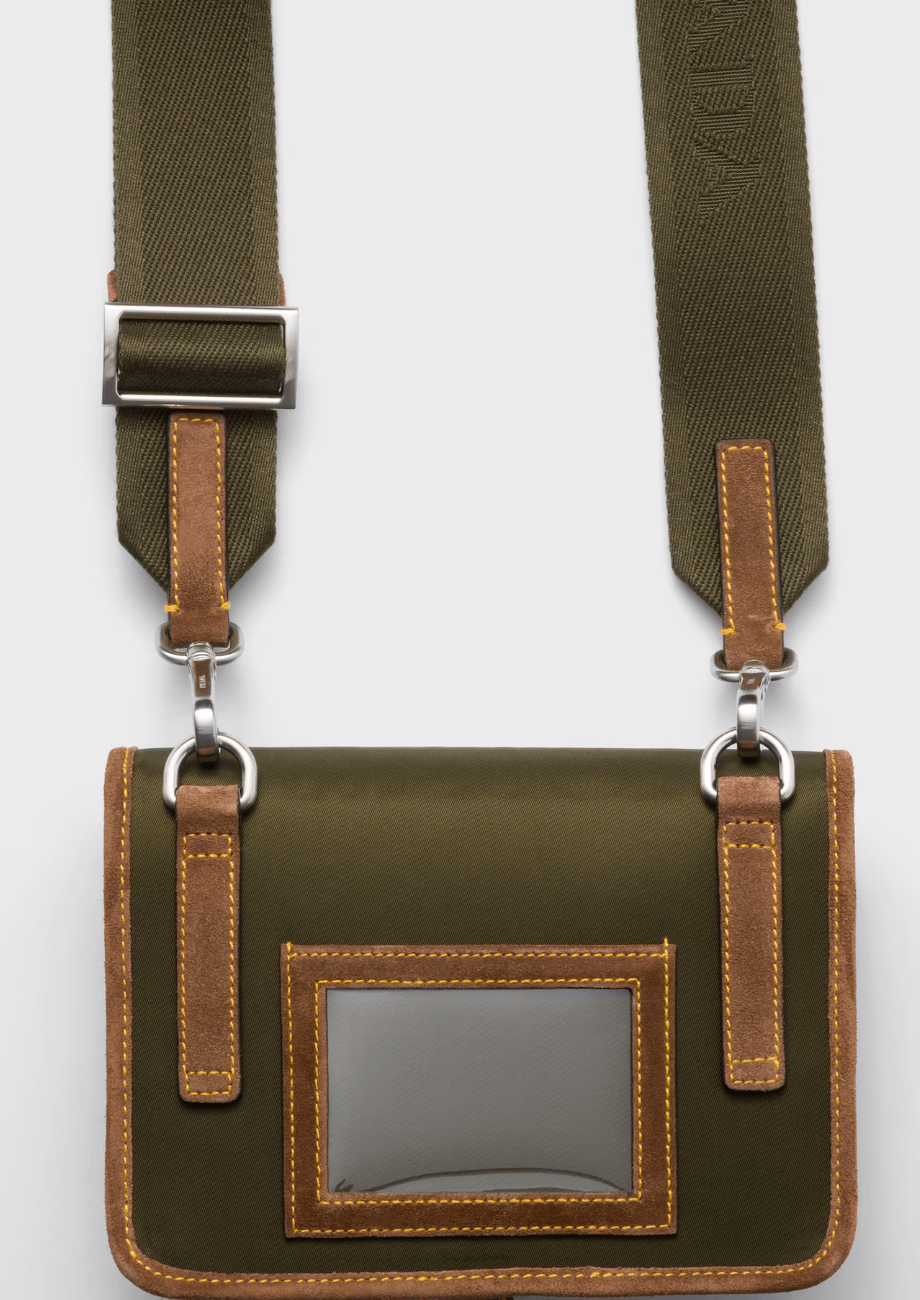 Prada Re-Nylon and Suede Smartphone Case Musk Green Cocoa