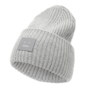 Acne Studios Large Face Logo Beanie Light Grey Melange