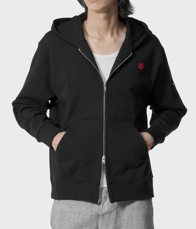 Bokeh Flower Full-Zip Hoodie – Black 