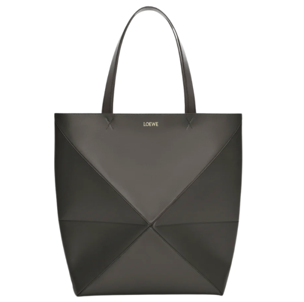 XL Puzzle Fold tote in shiny calfskin
