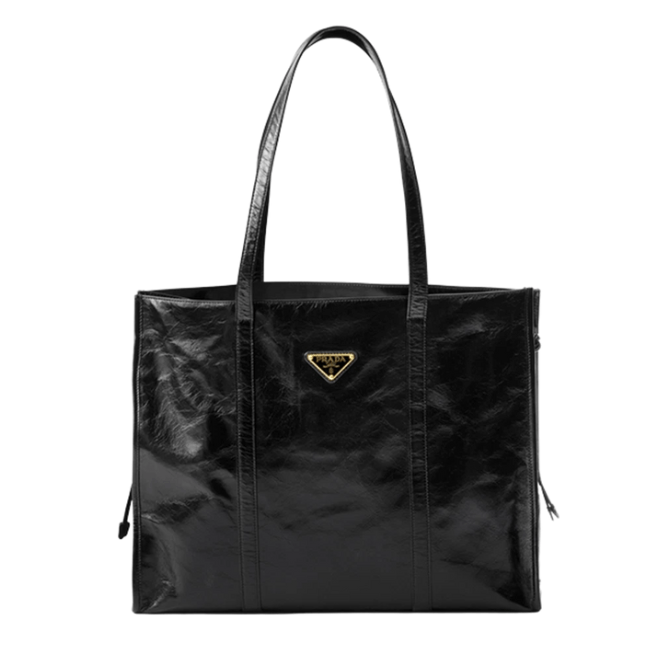 Prada Large Leather Tote Bag Black