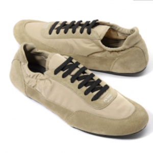 (W) Prada Collapse Re-Nylon Suede Sneakers Camel Brown