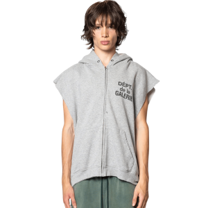 90's FULL ZIP CUT OFF HEATHER GREY