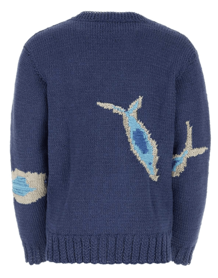 Loewe Paula'S Ibiza Intarsia-Knit Linen, Cotton And Wool-Blend Cardigan M In Blue 