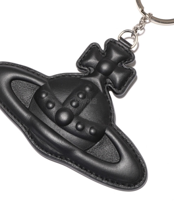 SMOOTH LEATHER INJECTED ORB MIRROR KEYRING 