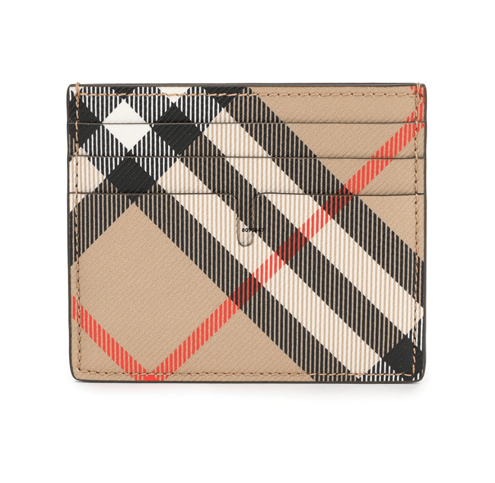 Burberry Check Pattern Card Holder Sand