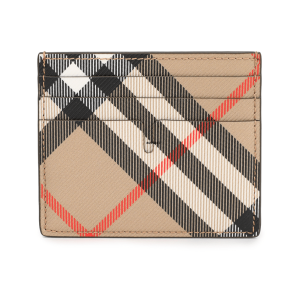 Burberry Check Pattern Card Holder Sand