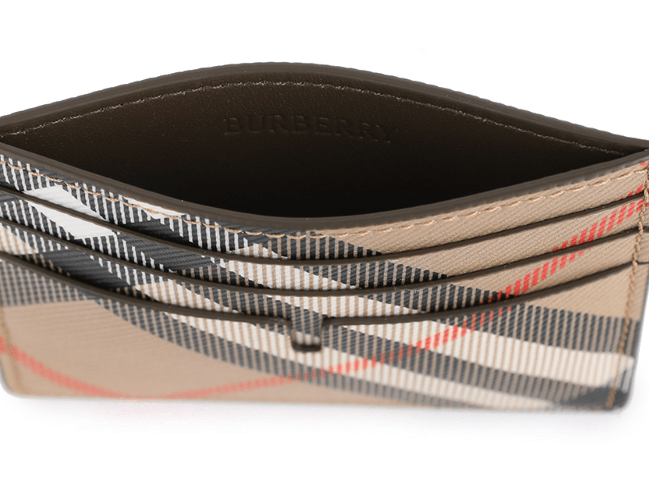 Burberry Check Pattern Card Holder Sand