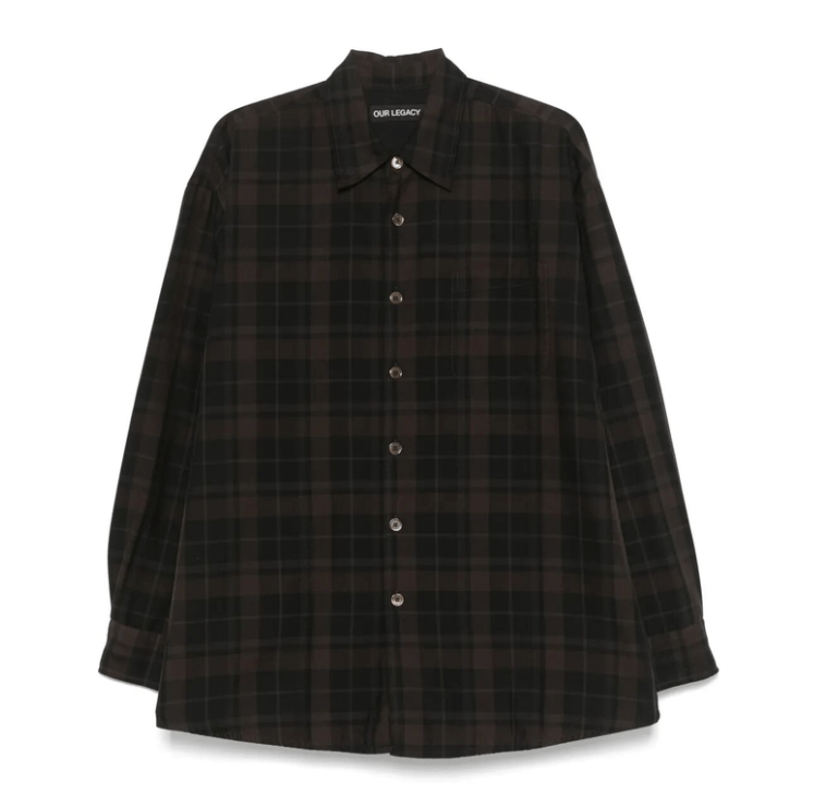 BORROWED SHIRT BLACK SHEER SHADOW CHECK