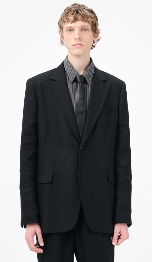 CEREMONY BLAZER COAL BLACK LINK STRIPE WEAVE