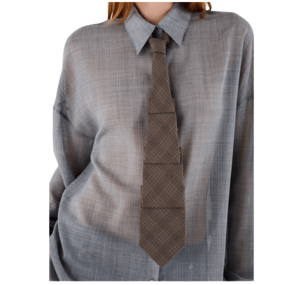PLEATED TIE DIRTY BROWN GLEN PLAID