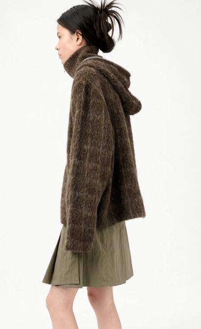 Full Zip Hood Dorf Check Hairy Wool 