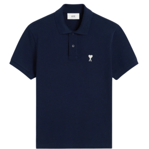 AMI de Coeur Oragnic Cotton Polo Shirt Night Blue Off White