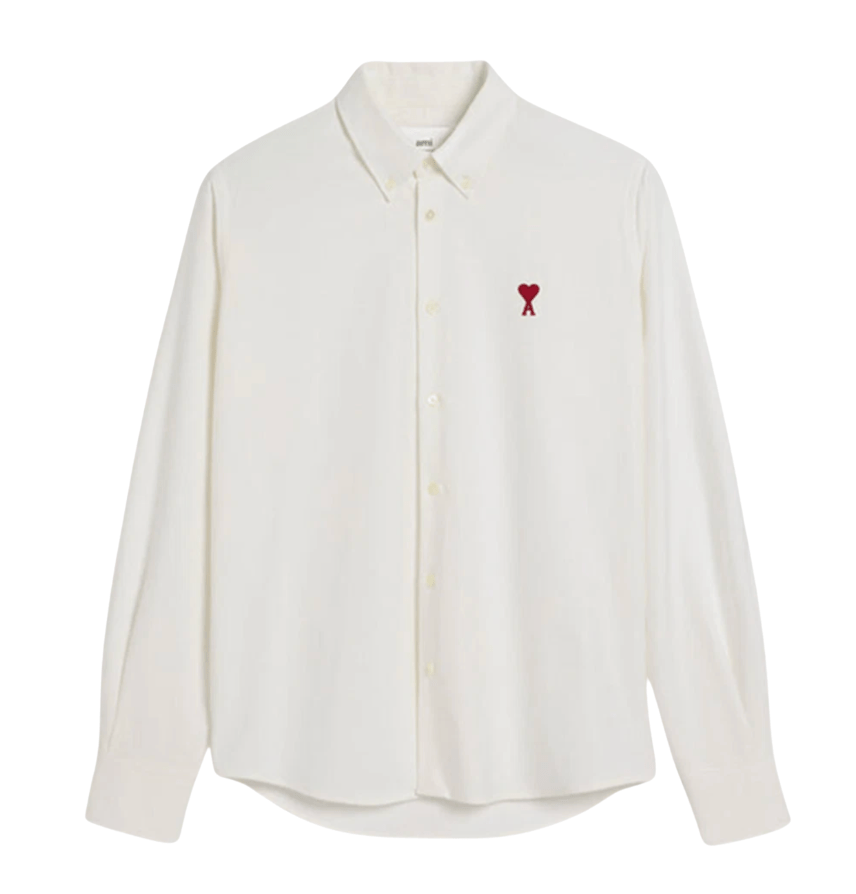 AMI de Coeur Cotton Oxford Button Down Shirt Natural White