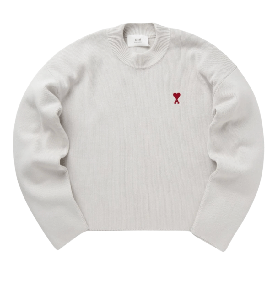 AMI de Coeur Ribbed Crewneck Chalk