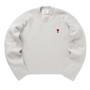 AMI de Coeur Ribbed Crewneck Chalk