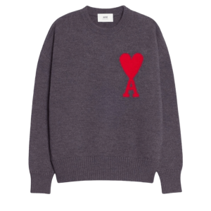 AMI de Coeur Oversize Intarsia Sweater Grey Red