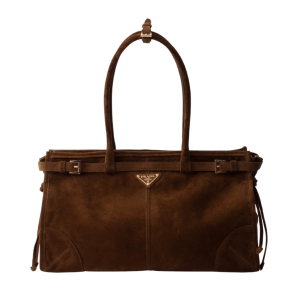 Prada Bonnie large suede handbag Cocoa Brown 
