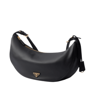 Prada Demi-Lune Large Leather Shoulder Bag Black
