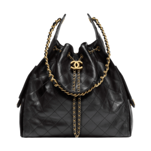 Chanel 25 medium handbag, Grained calfskin & gold-tone metal, black 